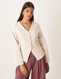 Вельветовый лонгслив ASOS DESIGN с длинными рукавами и приталенной талией