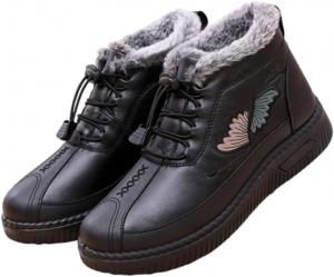 Женские короткие зимние ботинки большого размера, утепленные, с толстой подкладкой и противоскользящей подошвой, для прогулок зимой для средневозрастных и пожилых Generic, Black