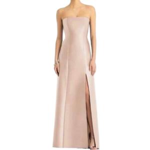 Бесплечее сатиновое вечернее платье Cameo Pink Alfred Sung
