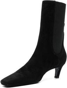 Женские ботильоны XYD с острым квадратным носком, низким каблуком-стилет и эластичной лентой, ботинки до щиколотки на низком каблуке, повседневная обувь для платья, Black