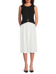 Платье миди в стиле колорблок Halston, цвет Black Cream