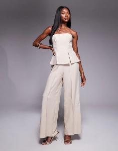 Структурированный комбинезон с корсетом ASOS DESIGN цвета «камень»