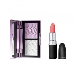 MAC Помада-пуля пурпурная белая кремовая набор макияжа для коррекции тона кожи 7г+3,5г