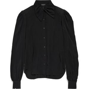 Блуза с длинным рукавом с детализацией в виде банта Balenciaga, черный