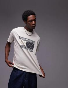 Футболка Tommy Jeans с большим пейсли-флажком в кремово-белом и черном цветах