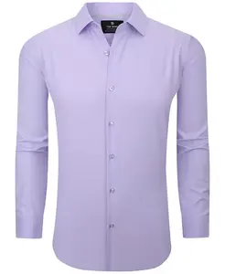 Мужская эластичная однотонная рубашка на пуговицах Performance Stretch Tom Baine, фиолетовый