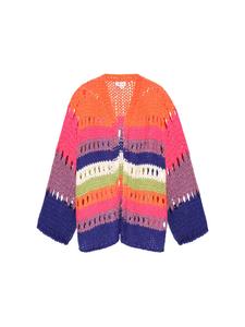Женский кардиган синего цвета с разноцветными вставками IZIA