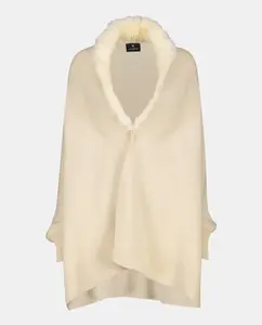 Вязаное пальто с воротником из кролика Latouche, экрю