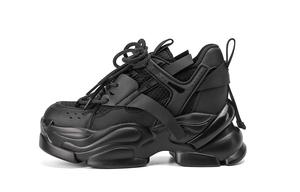 VEDULLAR Женские черные амортизирующие противоскользящие износостойкие легкие утолщенные кроссовки на низком ходу с высотой подошвы 7 см