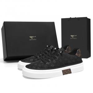 Низкие кеды из холста Unisex SEPTWOLVES, черно-коричневые с носками*1 (стандартный размер кожаной обуви)