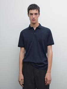Рубашка-Поло с короткими рукавами и воротником Massimo Dutti, Faded Petrol Blue