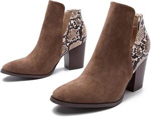 Женские ботильоны CrazycatZ из искусственной кожи с блочным каблуком, винтажные байкерские ботинки, Brown