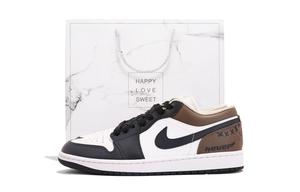 Jordan Эйр 1 Устойчивые к истиранию кроссовки унисекс низкие винтажные баскетбольные черно-коричневые светло-коричневые, цвет Light Brown