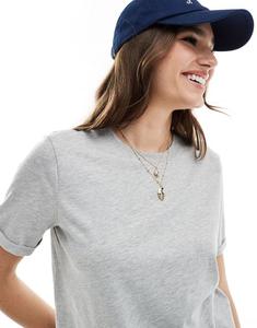 Серая футболка из хлопка Pieces со складками