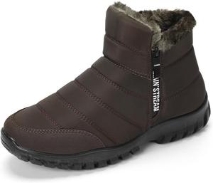 Зимние мужские ботинки, снегоступы, высокие, с теплой меховой подкладкой, водонепроницаемые, утепленные, для холодной погоды, противоскользящие, для походов на открытом воздухе и работы, удобные, широкого размера, зимняя обувь Qacksv, коричневый