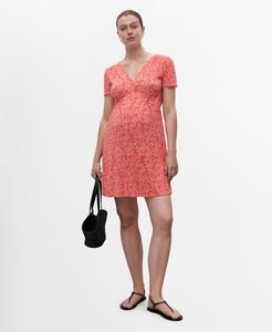 Женское короткое платье с цветочным принтом MANGO, Coral Red