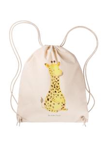 Mr. & Mrs. Panda Джутовая сумка с жирафом, надписью "Довольна" без слогана, кремового цвета