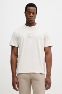 Хлопковая футболка Calvin Klein Jeans, бежевый