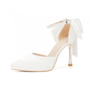Женские туфли на тонком каблуке и высоком каблуке Zubumei, White