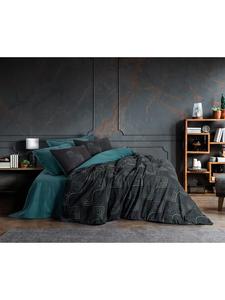 Комплект постельного белья Renforcé в черном/петролевом цвете Colourful Cotton, 155x220 см