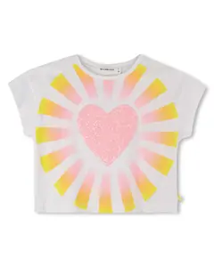 Детская футболка белого цвета из хлопка Billieblush, белый