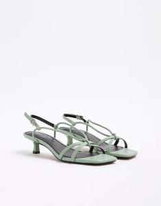 Босоножки River Island на каблуке-рюмочке с ремешками светло-зеленого цвета