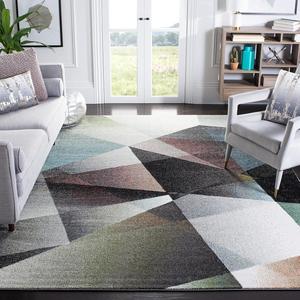 Ковер SAFAVIEH, 244 x 244 см, Porcello Collection, Grey & Multi, современный абстрактный дизайн, не линяет и прост в уходе, идеален для помещений с высокой проходимостью в гостиной, спальне (PRL6939B)