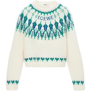 Свитер с узором Fairisle и логотипом LOEWE, зеленый