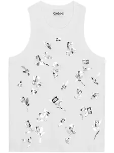 Топ с пайетками GANNI, белый