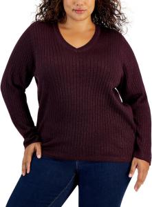 Женский ребристый свитер Tommy Hilfiger с металлизированной нитью, Aubergine