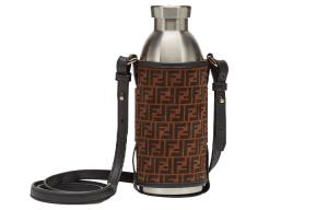 FENDI Кожаная термосумка для бутылки воды через плечо унисекс коричневая