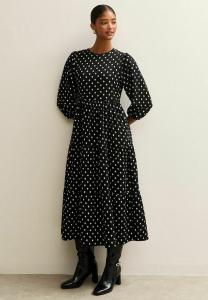 Платье New Look SPOT CRINKLED TIERED MIDI, Black Pattern/Black