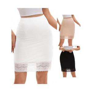 3 упаковки женских полукомбинаций с кружевной отделкой, антистатик, длина до колена Inspire Chic, White Black Beige