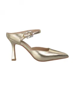 Туфли с пряжкой и каблуком, украшенными драгоценными камнями. Alma En Pena, желтый