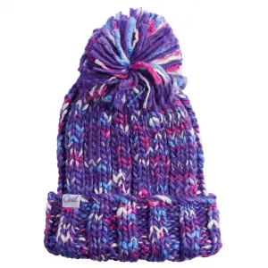 Женская объемная шапка-бини Opal Space Dye с помпоном Coal, Purple