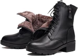 Женские ботильоны Niiyyjj из натуральной кожи с шерстяной подкладкой, теплые, больших размеров 41, 42, 43, байкерские ботинки, зимняя обувь для женщин, Microfiber Fleece1