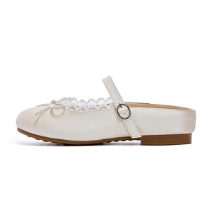 Плоские сандалии с закрытым носком, с закругленным носком, 2 см, мягкой подошвой, удобные и легкие, с кружевной отделкой, женские, цвета экрю JOSINY, Ecru (Hidden Wedge 2Cm)