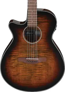 Акустико-электрогитара Ibanez AEG70L для левшей, корпус Grand Concert, верх из кленового шпона Flame, цвет Tiger Burst