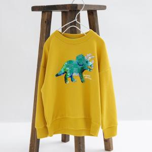 Флисовая толстовка с изображением динозавра и пайетками Branshes, цвет Mustard