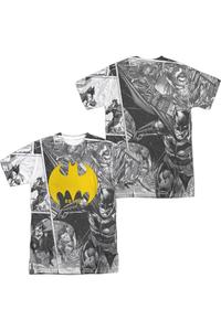 Футболка с коротким рукавом и принтом Batman Collage (спереди/сзади) для взрослых из полиэстера Gildan, белый