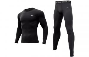 Li Ning Fitness Sets Мужская водолазка Moderate Li-Ning, [fleece-lined two-piece set]compression garment+tight pants