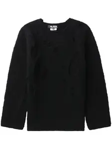 Шерстяной джемпер с эффектом потертости Black Comme Des Garçons, черный