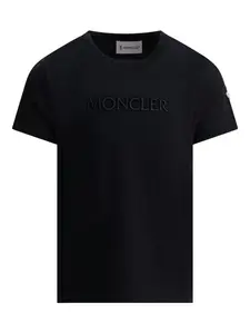 Футболка с вышитым логотипом Moncler Enfant, черный