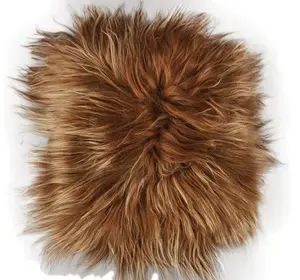 Подушка на стул из овчины, накидка на сиденье, подушка на стул, золотисто-коричневый цвет, 37 x 37 см, натуральная овчина