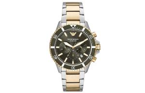 EMPORIO ARMANI Мужские наручные часы с кварцевым механизмом на стальном браслете и черным циферблатом