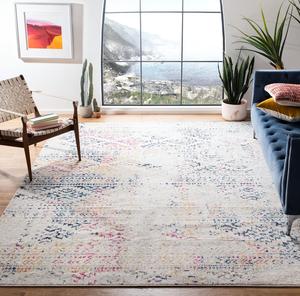 Ковер SAFAVIEH, 244 x 305 см, - коллекция Tulum - большой - цвета ivory и blue, марокканский богемный племенной дизайн, не линяет и легко чистится, идеально для гостиной, спальни, офиса, столовой (TUL272C)