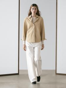Замшевая кожаная рубашка Massimo Dutti, sand