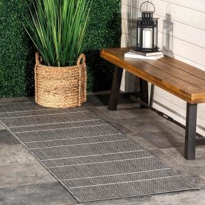 Ковер nuLOOM, 61 x 244 см, для улицы, сертифицированный OEKO-TEX, устойчивый к погодным условиям, для интенсивного использования, для патио, балкона, улицы, цвет Alaina Grey