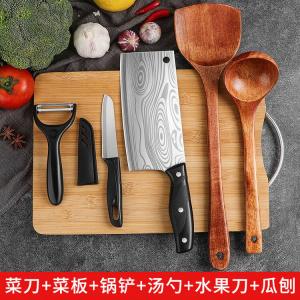 Plys Кухонный набор из 6 предметов [деревянная лопатка + разделочная доска + точилка для ножей]