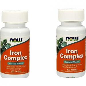 NOW Iron Complex, незаменимый минерал, не вызывающий запоров, 100 таблеток